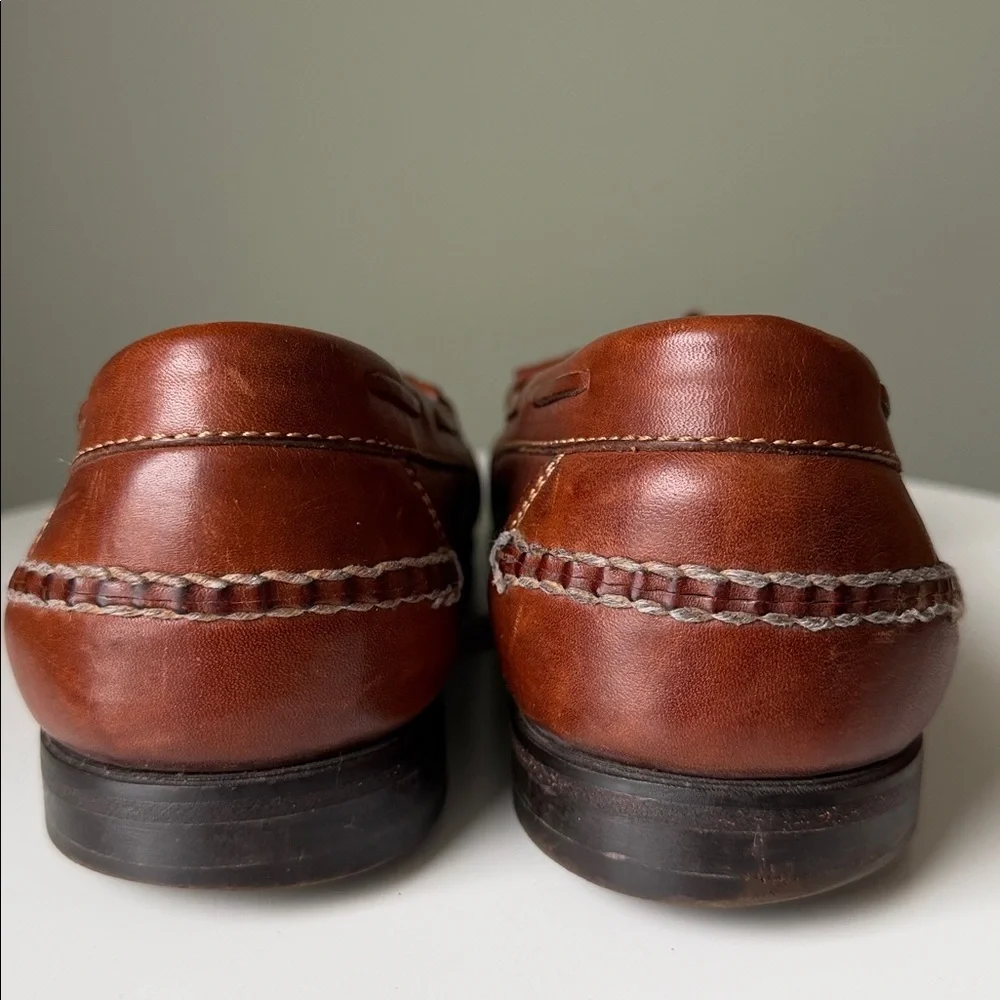 Johnston & Murphy Brown Leather Tassle Kiltie Slip on Loafer Loafers 20-6110, 9B